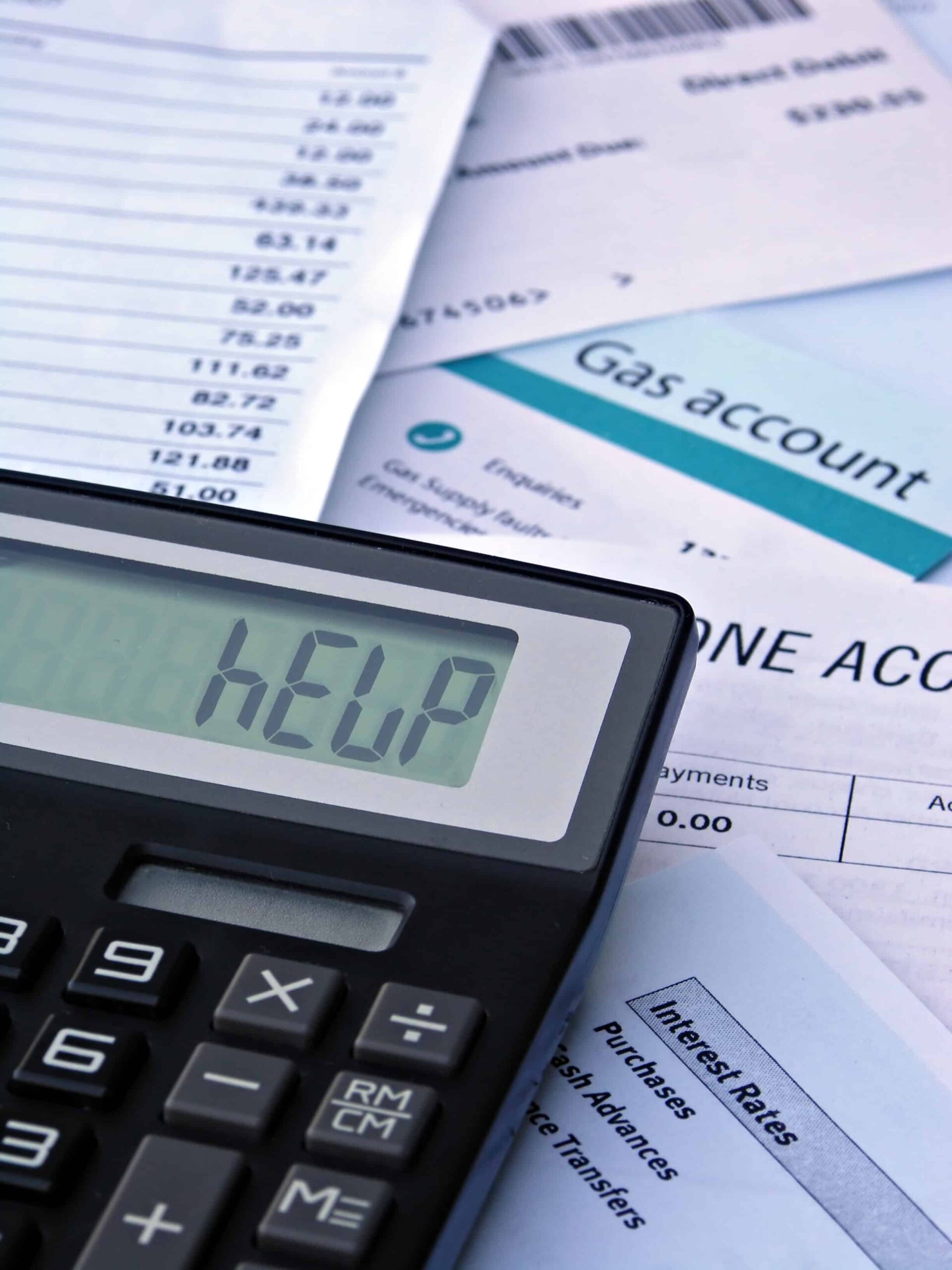 Bills & Calculator displaying "HELP"